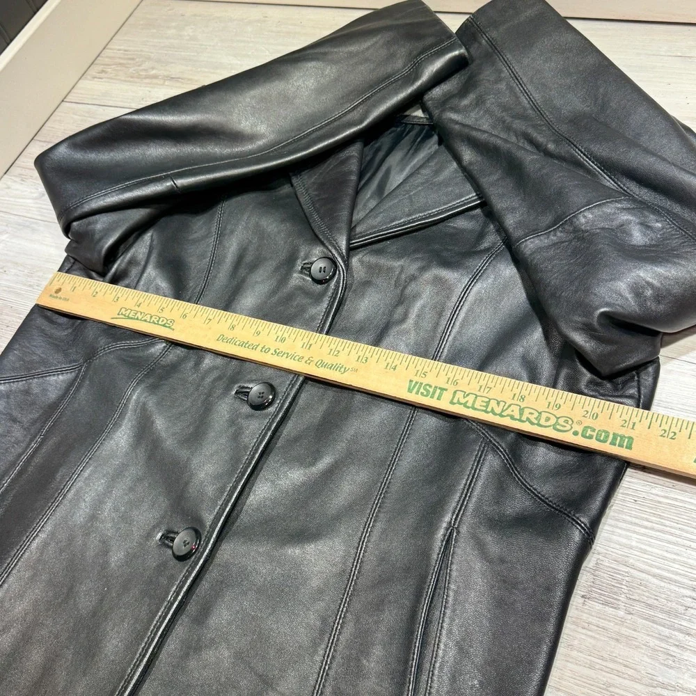 Wilsons Leather Black Genuine Leather Blazer Jacket Womens XL 3 Button